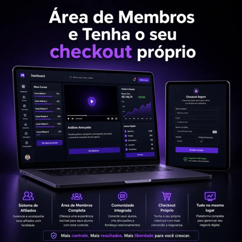 area de membros e checkout
